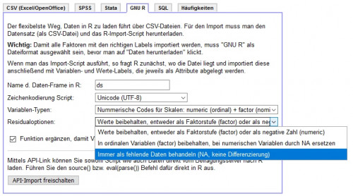 Screenshot: Datendownload für R