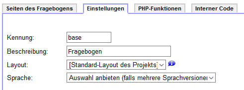 Sprachauswahl im Fragebogen